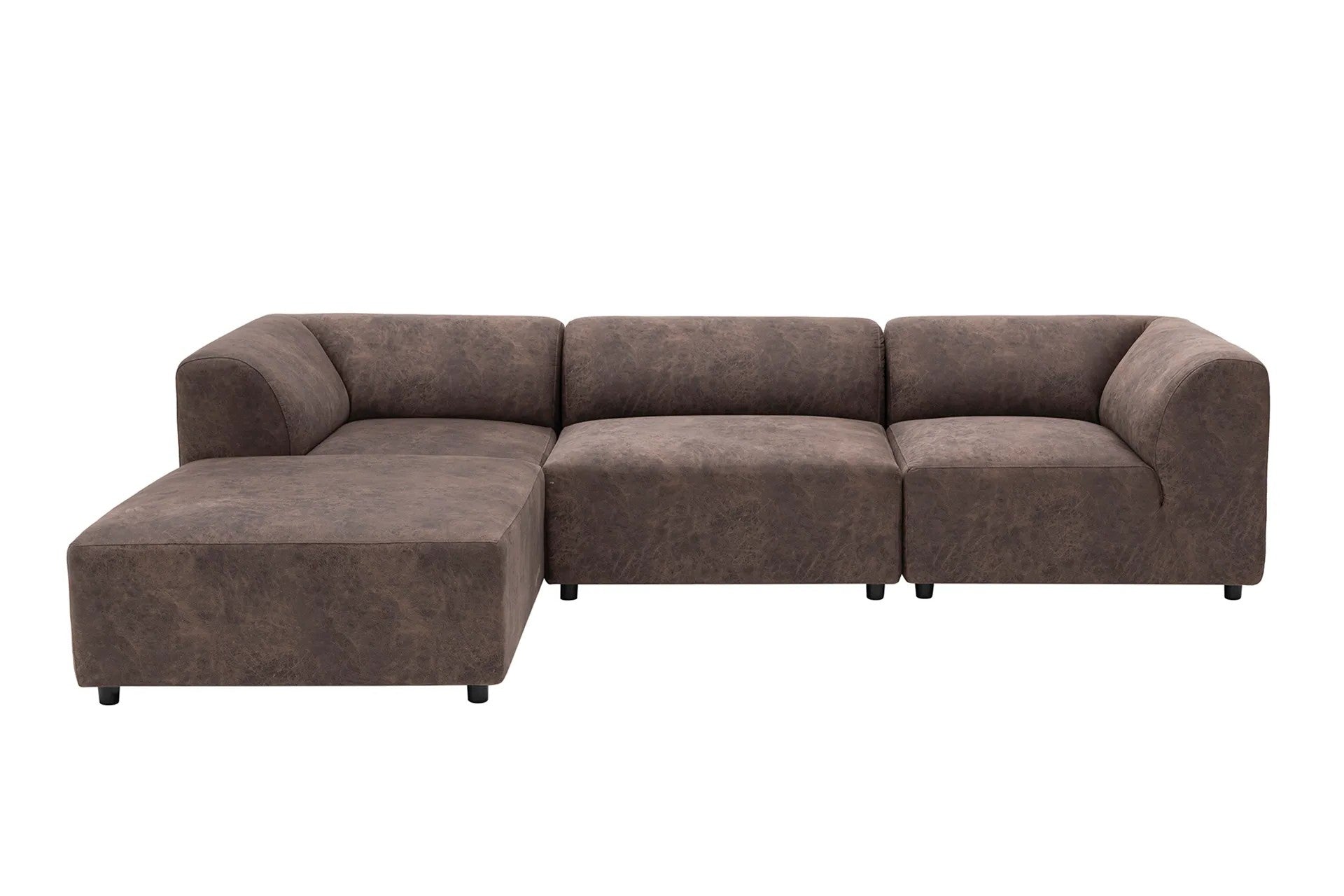 Ecksofa mit Chaiselongue Links, 4-Sitzer, aus Stoff, Alpha Braun (6)