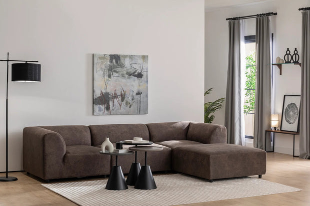 Ecksofa mit Chaiselongue Rechts, 4-Sitzer, aus Stoff, Alpha Braun