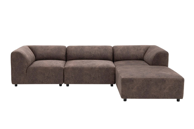 Ecksofa mit Chaiselongue Rechts, 4-Sitzer, aus Stoff, Alpha Braun (6)