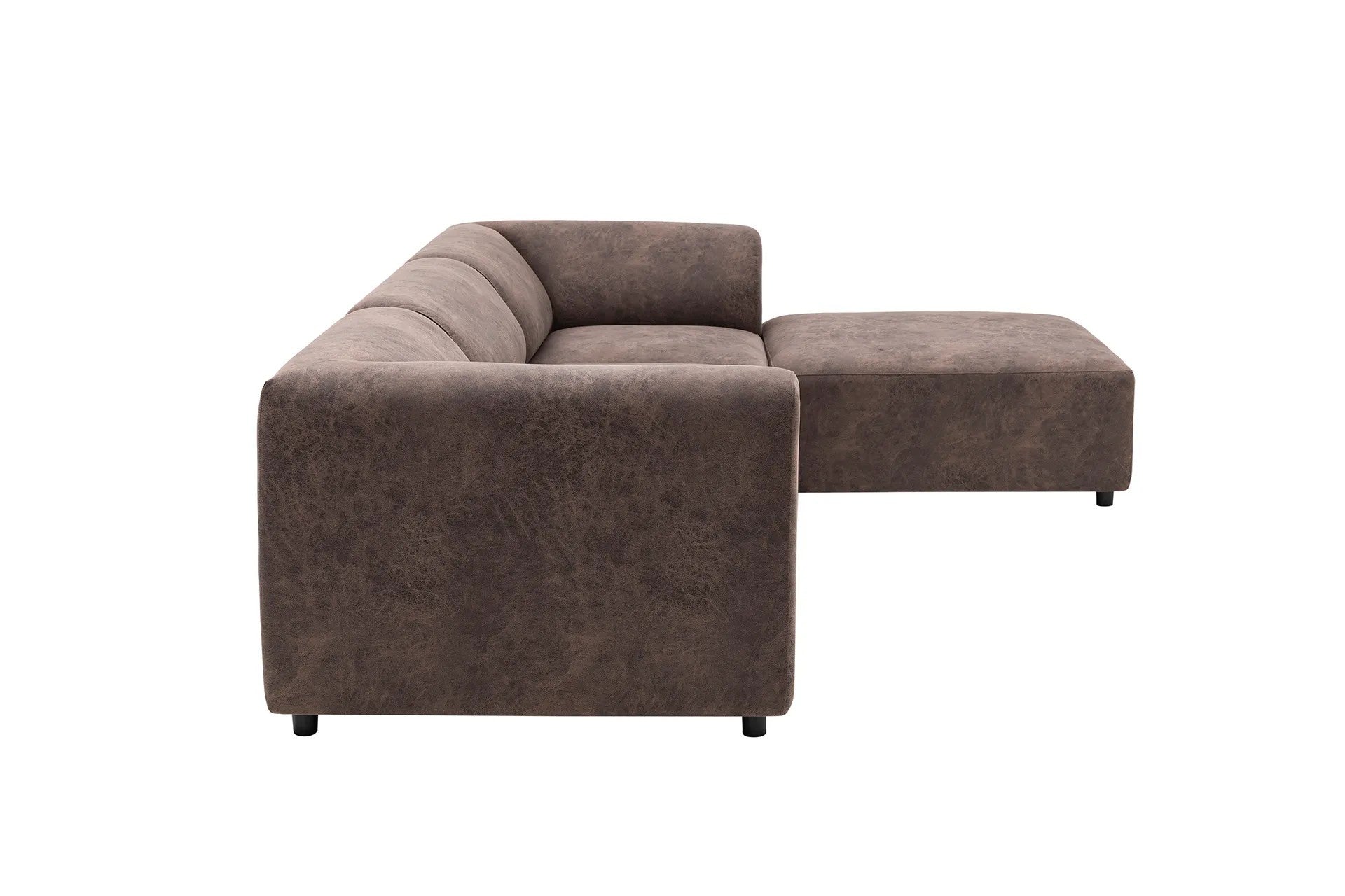 Ecksofa mit Chaiselongue Rechts, 4-Sitzer, aus Stoff, Alpha Braun (7)