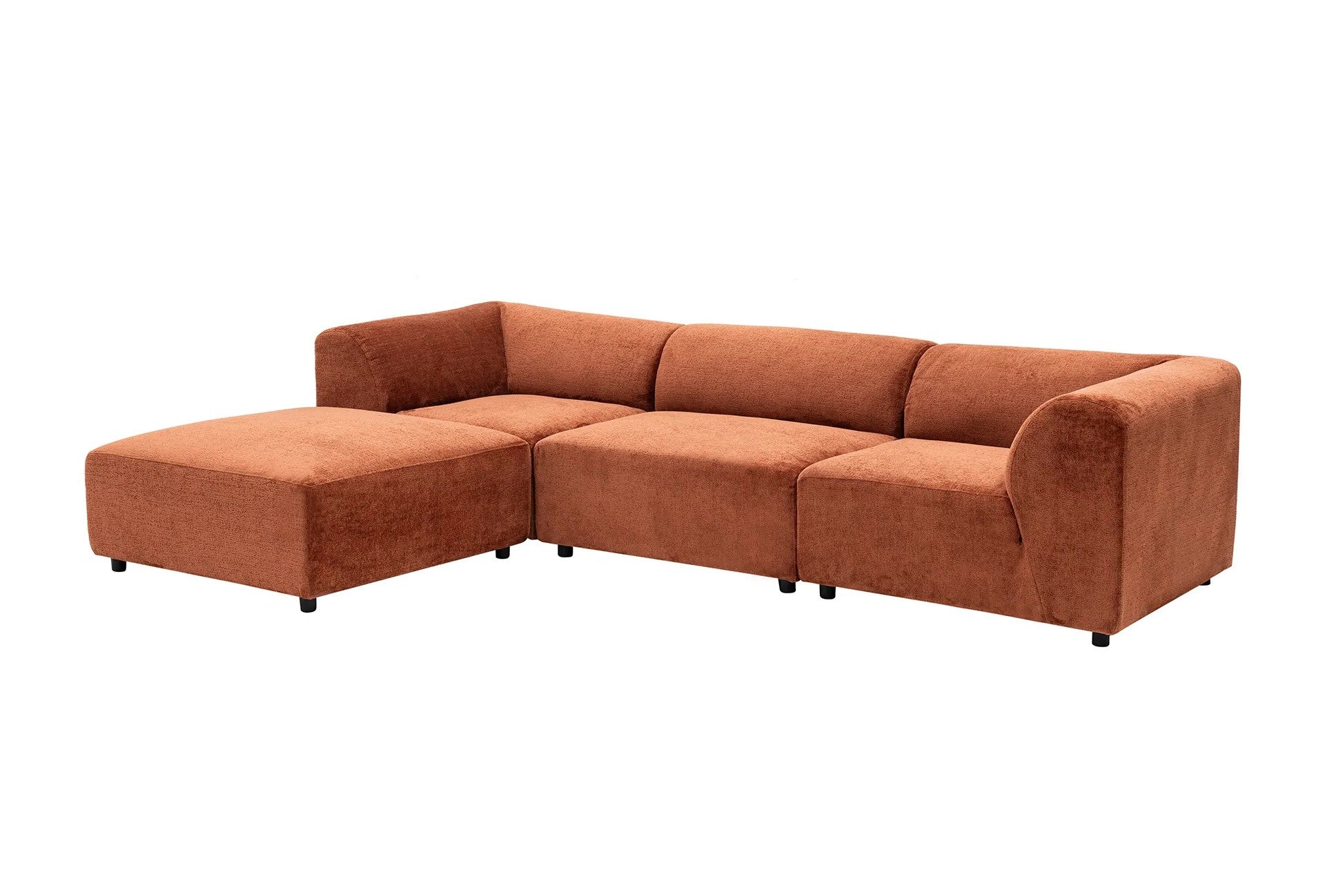 Ecksofa mit Chaiselongue Links, 4-Sitzer, aus Stoff, Alpha Rost (1)