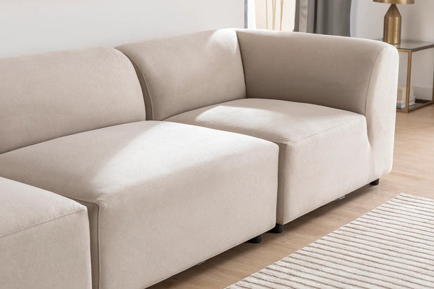 Ecksofa mit Chaiselongue Links, 4-Sitzer, aus Stoff, Alpha Creme (2)