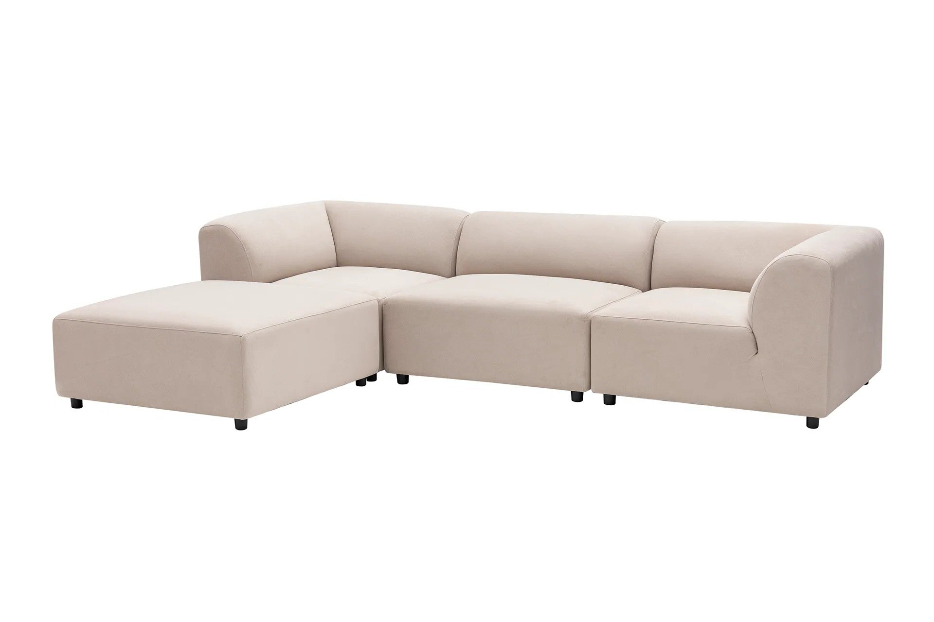 Ecksofa mit Chaiselongue Links, 4-Sitzer, aus Stoff, Alpha Creme (3)