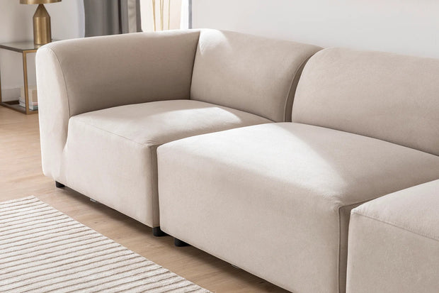 Ecksofa mit Chaiselongue Rechts, 4-Sitzer, aus Stoff, Alpha Creme (2)