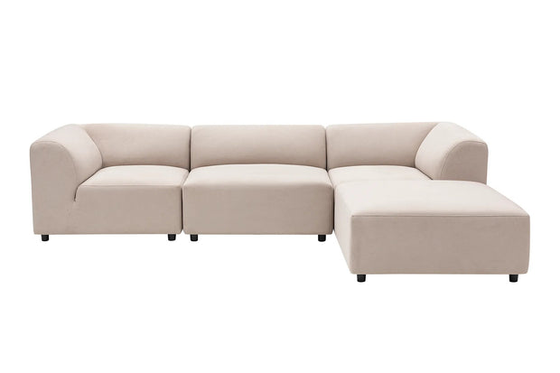 Ecksofa mit Chaiselongue Rechts, 4-Sitzer, aus Stoff, Alpha Creme (4)