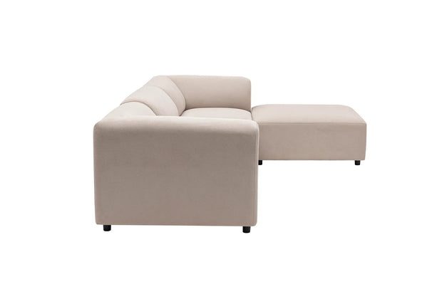 Ecksofa mit Chaiselongue Rechts, 4-Sitzer, aus Stoff, Alpha Creme (5)