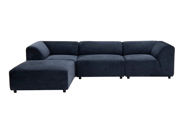 Ecksofa mit Chaiselongue Links, 4-Sitzer, aus Stoff, Alpha Blau (4)