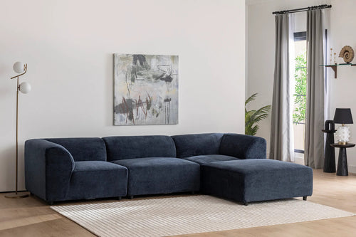 Ecksofa mit Chaiselongue Rechts, 4-Sitzer, aus Stoff, Alpha Blau