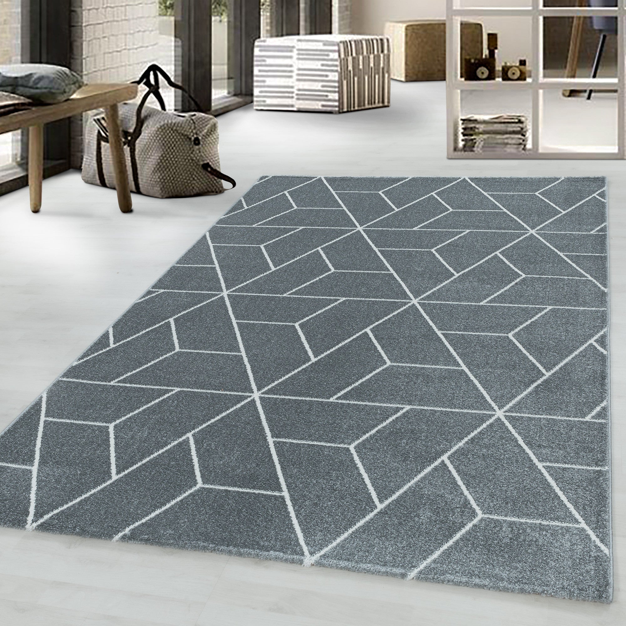 Teppich Efor 3715 Geometric Grau (1)