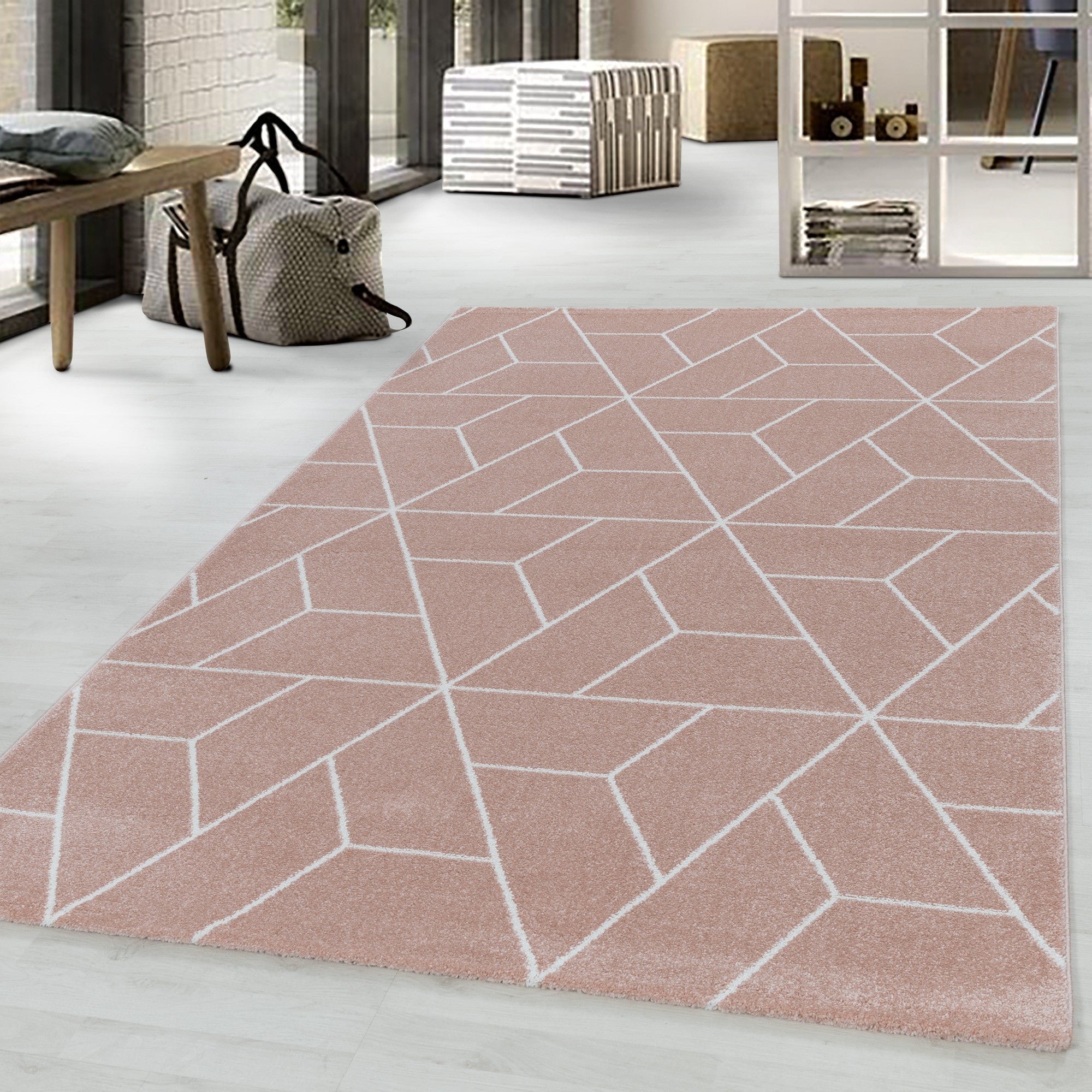 Teppich Efor 3713 Geometric Rosa (1)