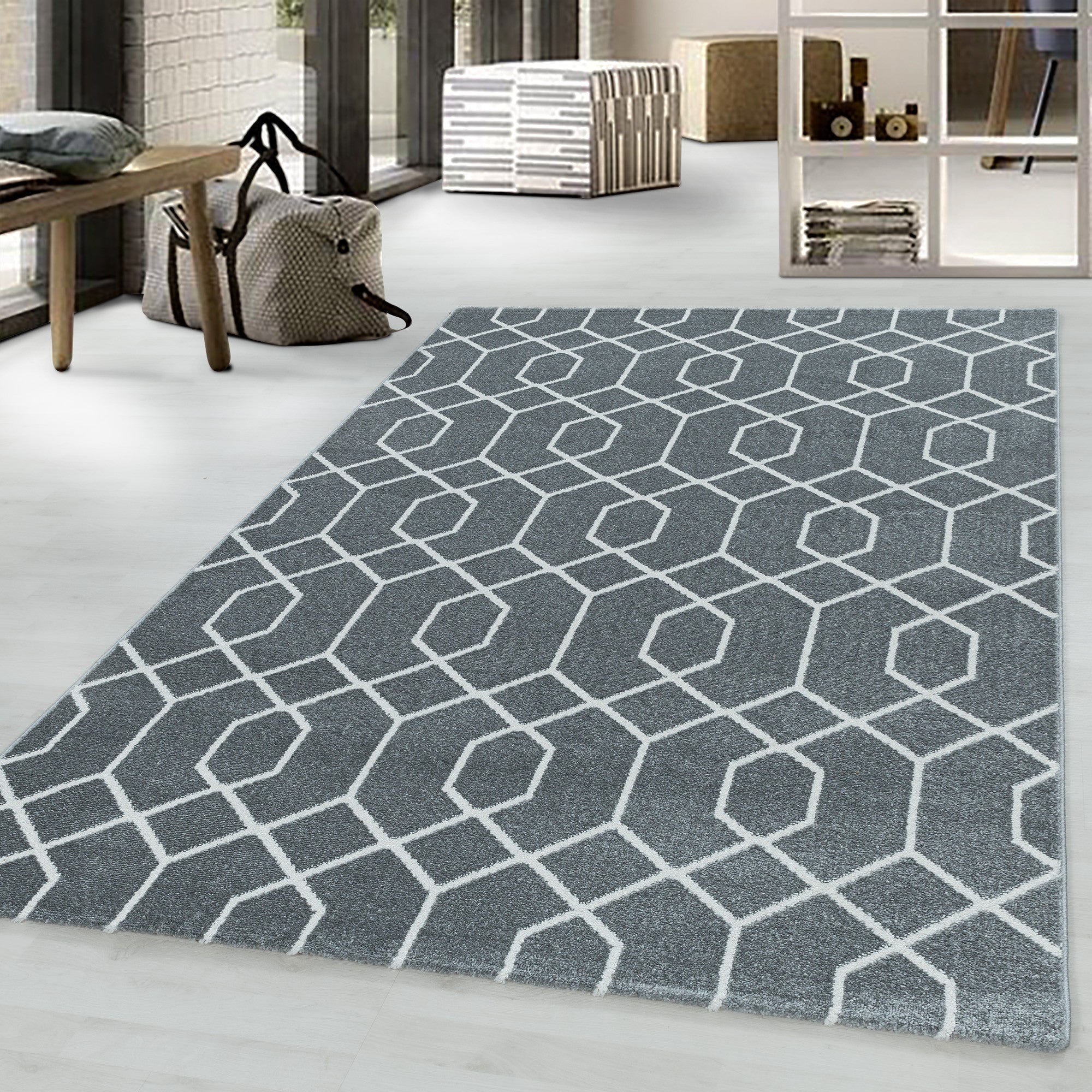 Teppich Efor 3713 Geometric Grau (1)