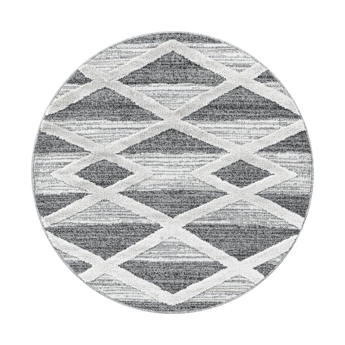 Teppich Pisa 4709 Round Geometric Grau & AYYTPCH-PISA4709GREY-ROUND & AYYTPCH-PISA4709GREY-ROUND