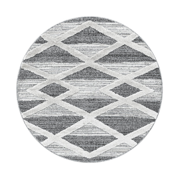 Teppich Pisa 4709 Round Geometric Grau & AYYTPCH-PISA4709GREY-ROUND & AYYTPCH-PISA4709GREY-ROUND