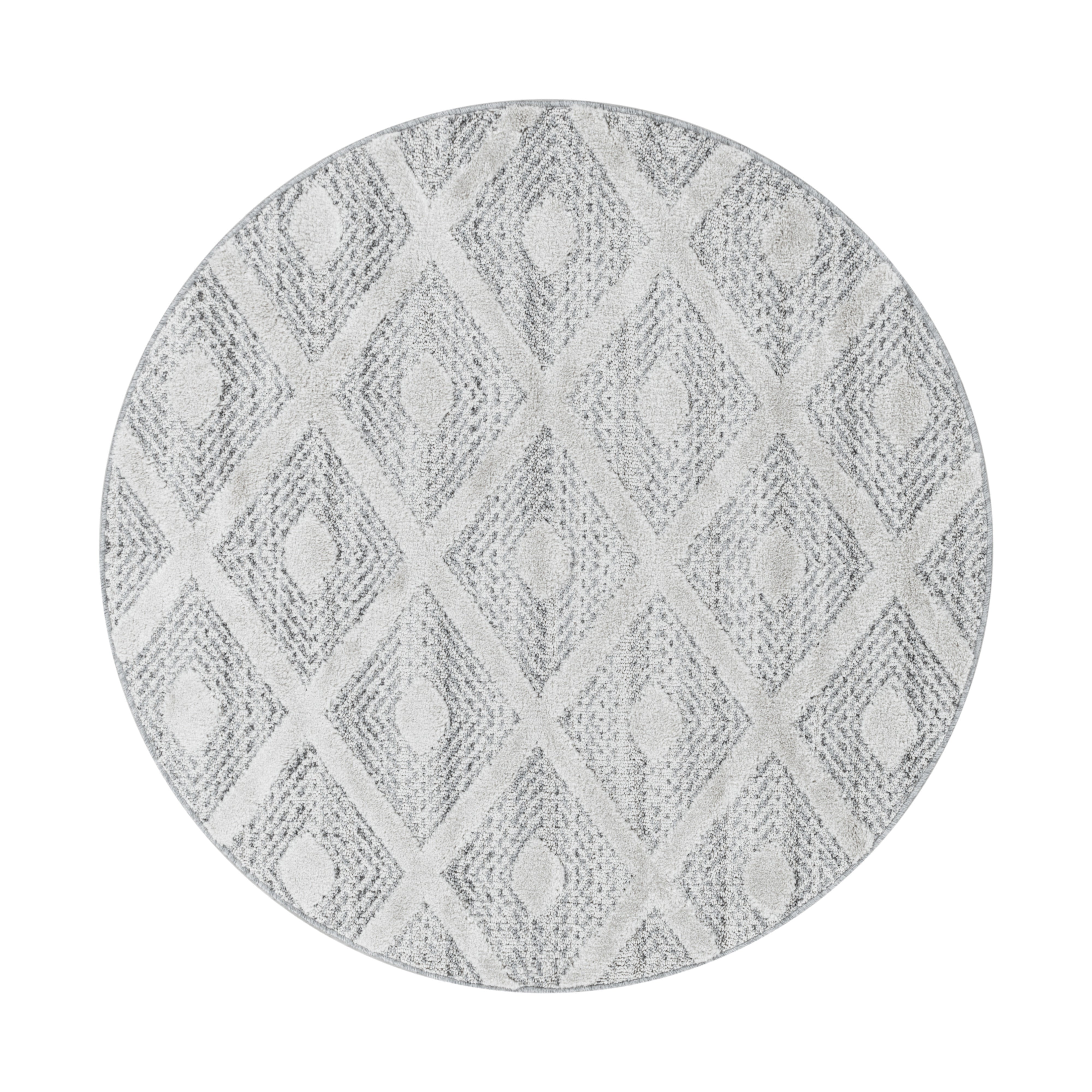 Teppich Pisa 4707 Round Geometric Grau & AYYTPCH-PISA4707GREY-ROUND & AYYTPCH-PISA4707GREY-ROUND