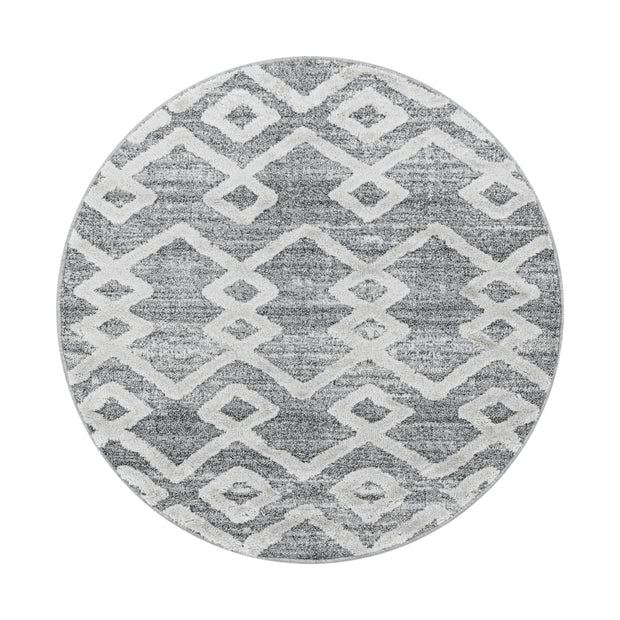 Teppich Pisa 4704 Round Boho Design Grau & AYYTPCH-PISA4704GREY-ROUND & AYYTPCH-PISA4704GREY-ROUND