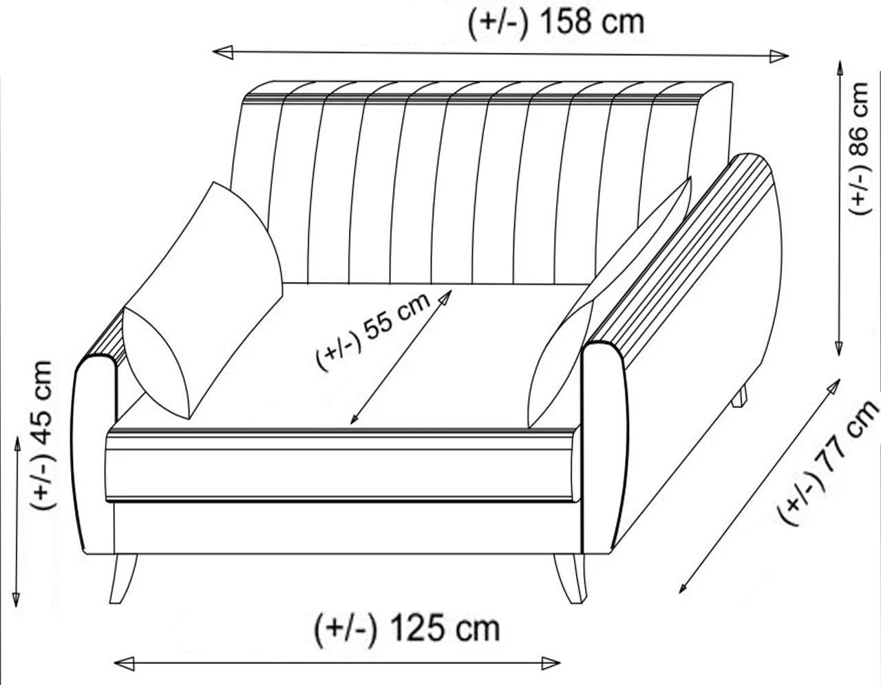 Schlafsofa 2-Sitzer mit Stoff, Alkon Beige (6)