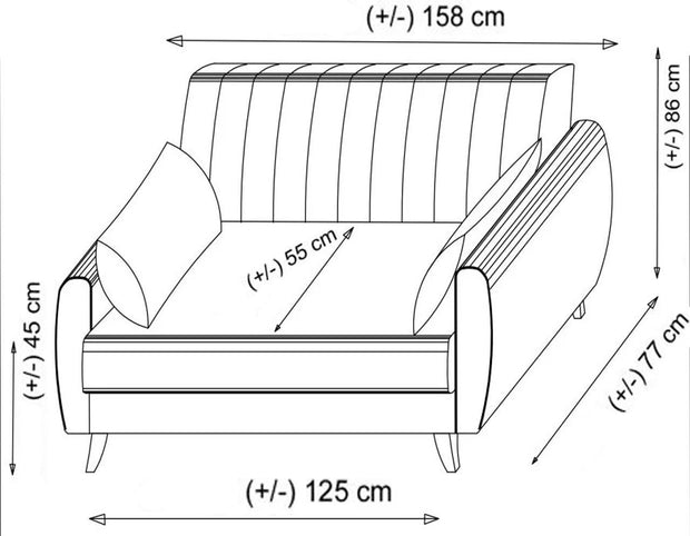 Schlafsofa 2-Sitzer mit Stoff, Alkon Beige (6)