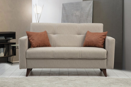 Schlafsofa 2-Sitzer mit Stoff, Polya Beige