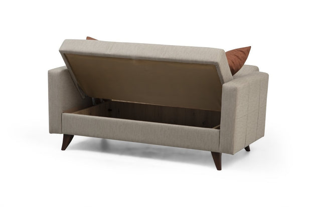 Schlafsofa 2-Sitzer mit Stoff, Polya Beige (4)