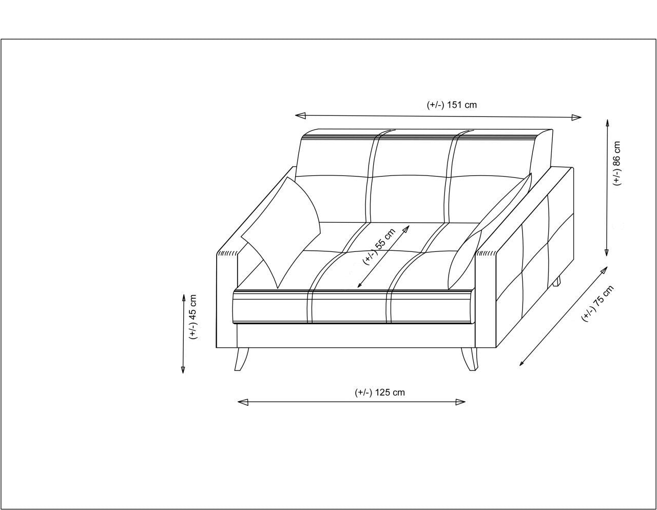 Schlafsofa 2-Sitzer mit Stoff, Polya Beige (6)