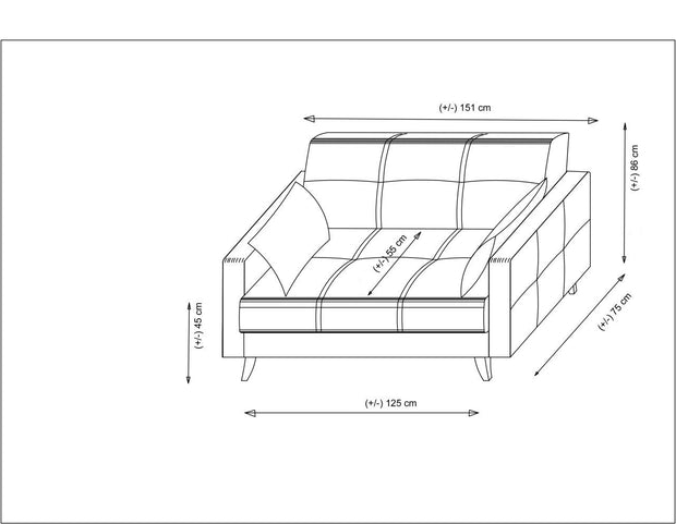 Schlafsofa 2-Sitzer mit Stoff, Polya Beige (6)