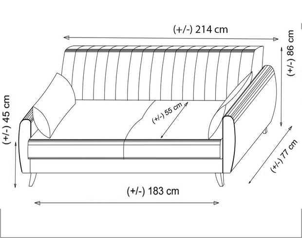 Schlafsofa 3-Sitzer mit Stoff, Alkon Grau (6)