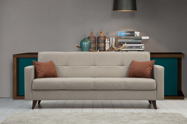 Schlafsofa 3-Sitzer mit Stoff, Polya Beige