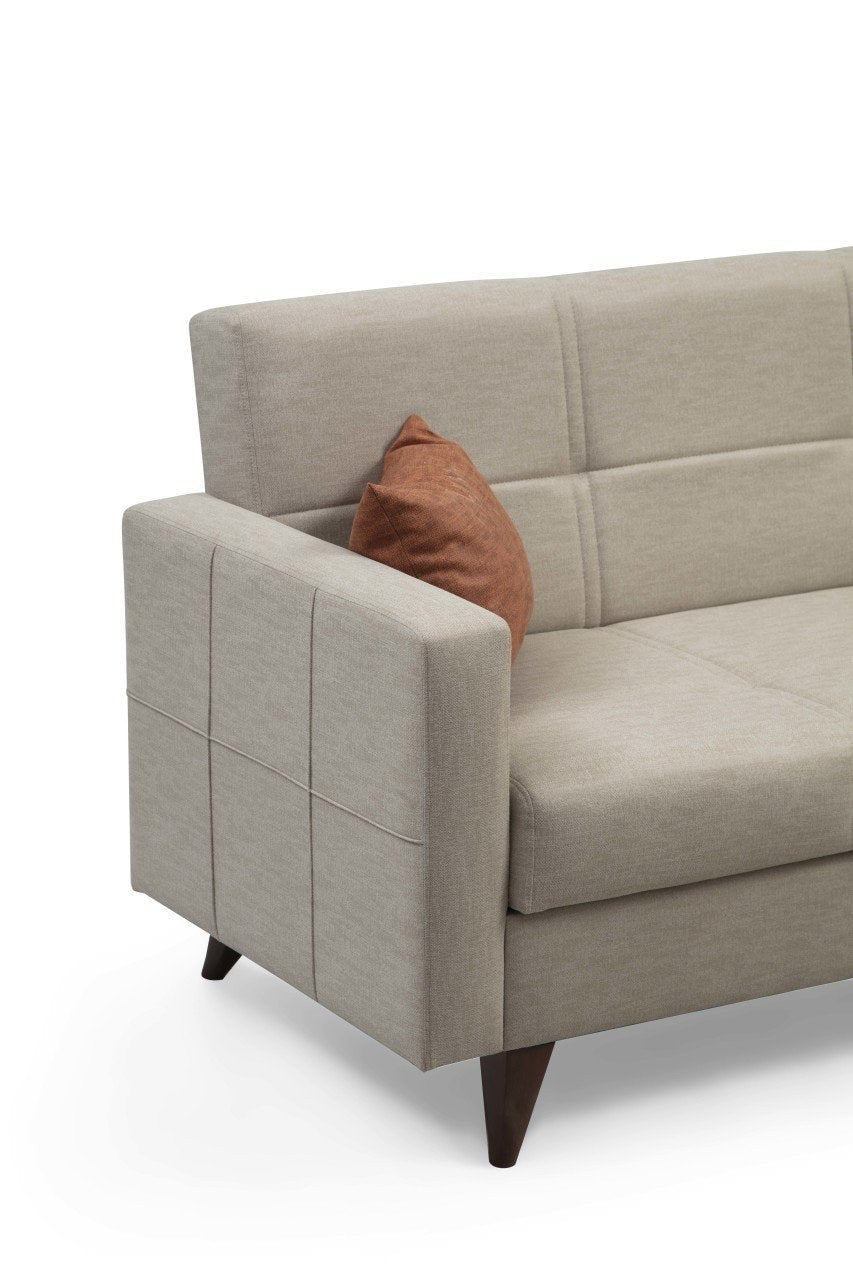 Schlafsofa 3-Sitzer mit Stoff, Polya Beige (1)