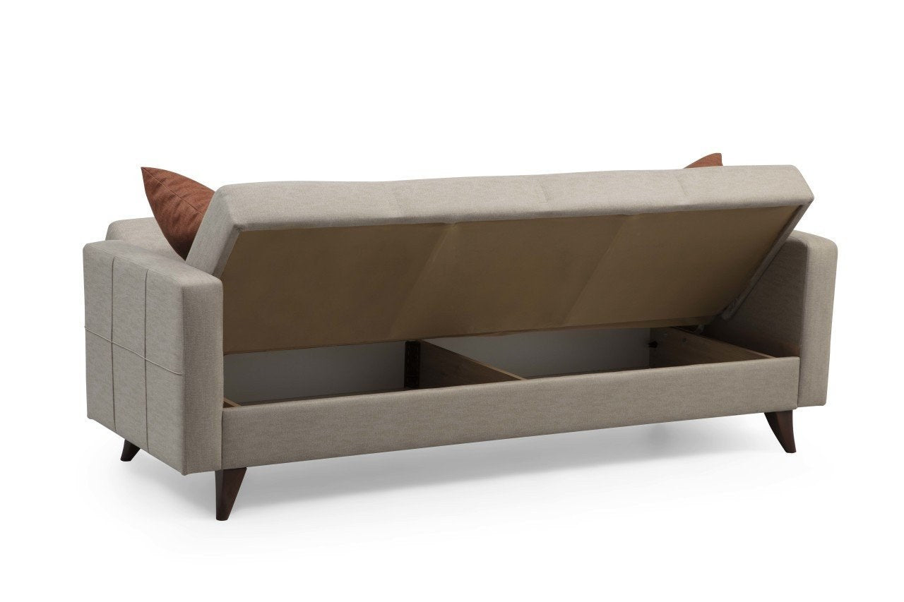 Schlafsofa 3-Sitzer mit Stoff, Polya Beige (4)