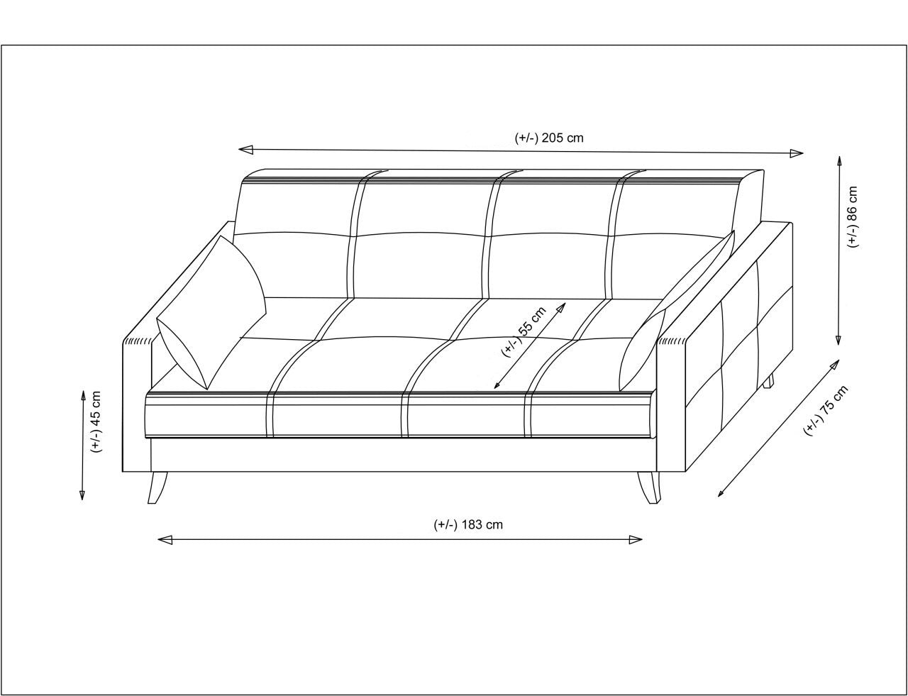 Schlafsofa 3-Sitzer mit Stoff, Polya Beige (6)