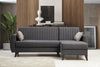 Ecksofa Schlaffunktion mit Chaiselongue Rechts, 3-Sitzer, aus Stoff, Alkon Grau (2)