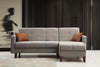 Ecksofa mit Chaiselongue Rechts, 3-Sitzer, aus Stoff, Polya Grau (2)