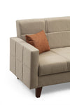 Ecksofa mit Chaiselongue Rechts, 3-Sitzer, aus Stoff, Polya Beige (3)