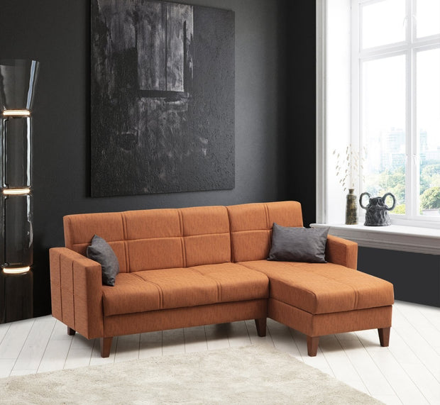 Ecksofa mit Chaiselongue Rechts, 3-Sitzer, aus Stoff, Polya Rost