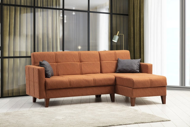 Ecksofa mit Chaiselongue Rechts, 3-Sitzer, aus Stoff, Polya Rost (1)