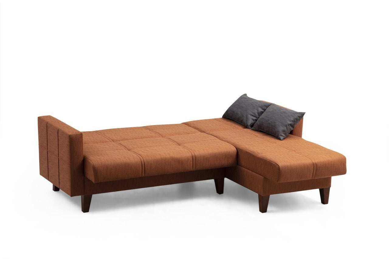 Ecksofa mit Chaiselongue Rechts, 3-Sitzer, aus Stoff, Polya Rost (6)