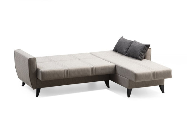 Ecksofa Schlaffunktion mit Chaiselongue Rechts, 3-Sitzer, aus Stoff, Zaden Grau (6)