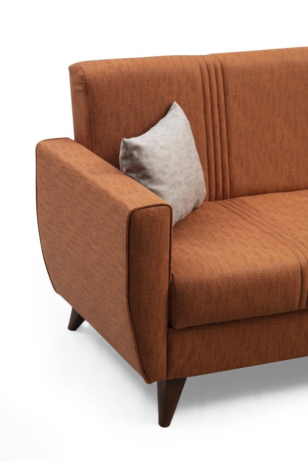 Ecksofa Schlaffunktion mit Chaiselongue Rechts, 3-Sitzer, aus Stoff, Zaden Rost (3)