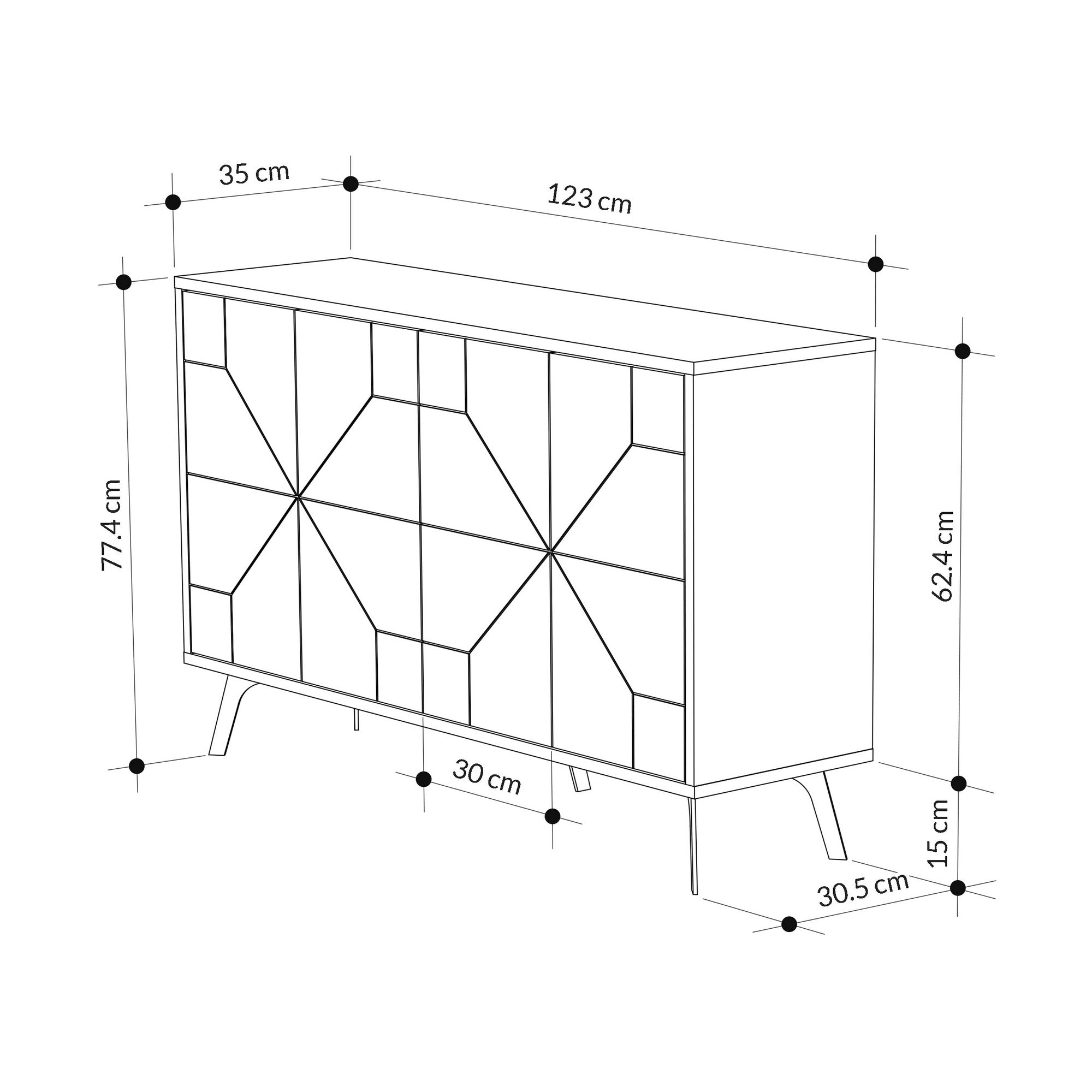 Sideboard mit 4 türen, Dune Schwarz (5)