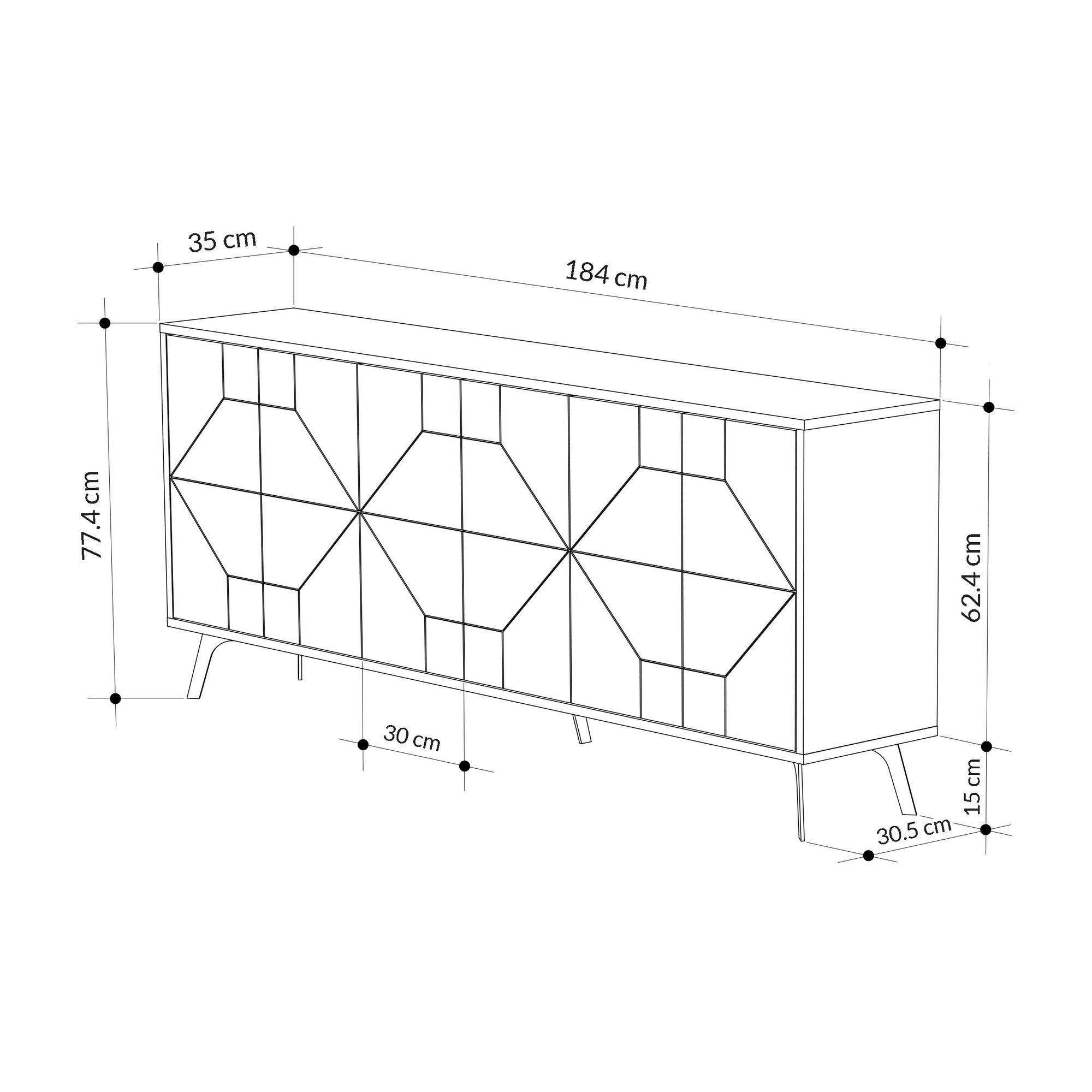 Sideboard mit 6 türen, Dune Anthrazit (5)