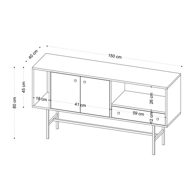 Sideboard mit 1 schublade und 2 türen, Freya V2 Eiche (4)