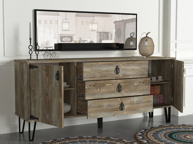 Sideboard mit 3 schubladen und 2 türen, Patik Natürlich (2)