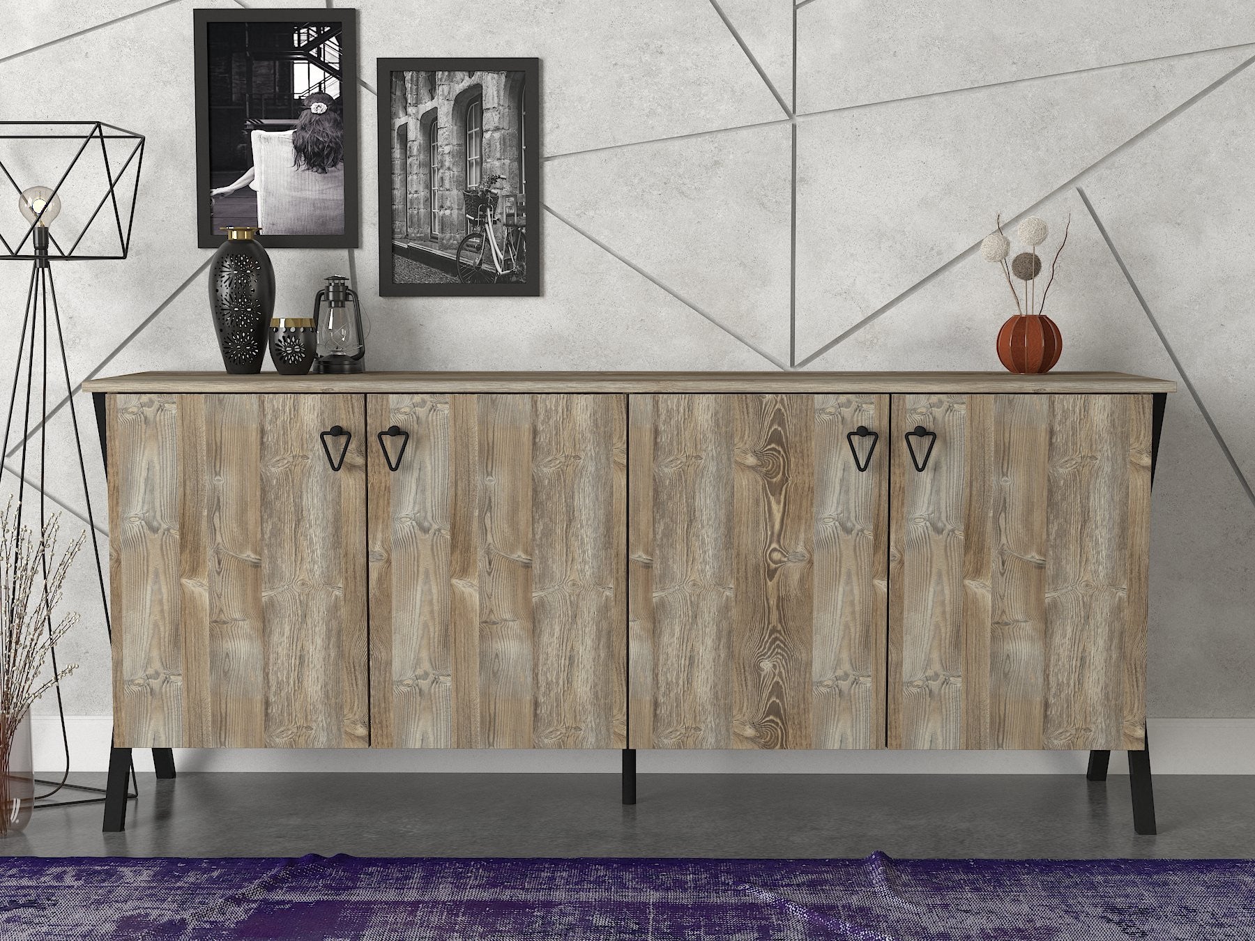 Sideboard mit 4 türen, Zeth Nussbaum