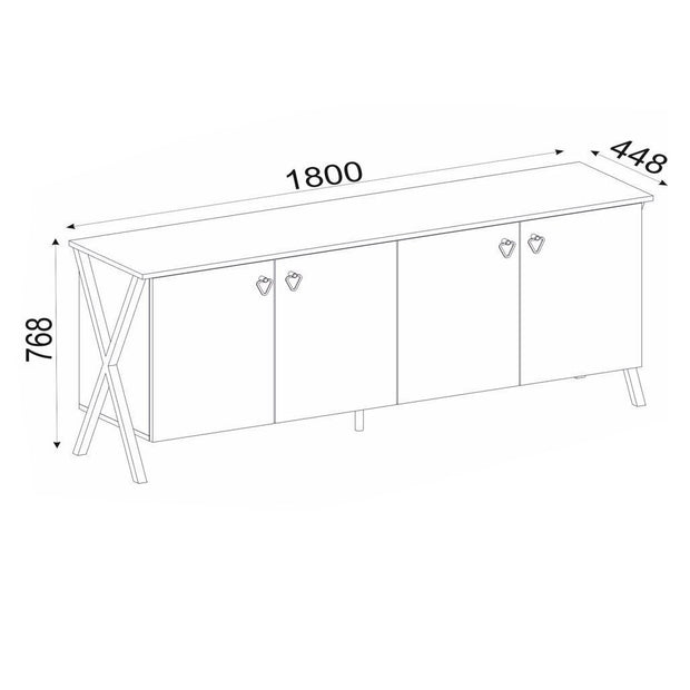 Sideboard mit 4 türen, Zeth Nussbaum (7)