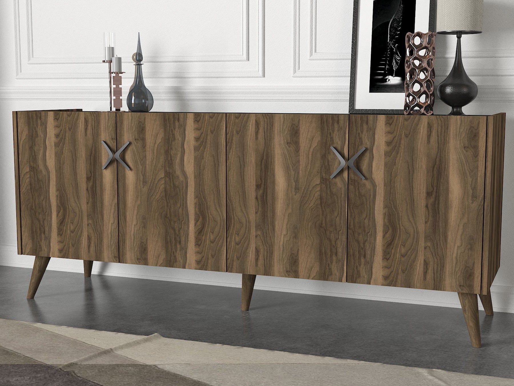 Sideboard mit 4 türen, Wood Anthrazit