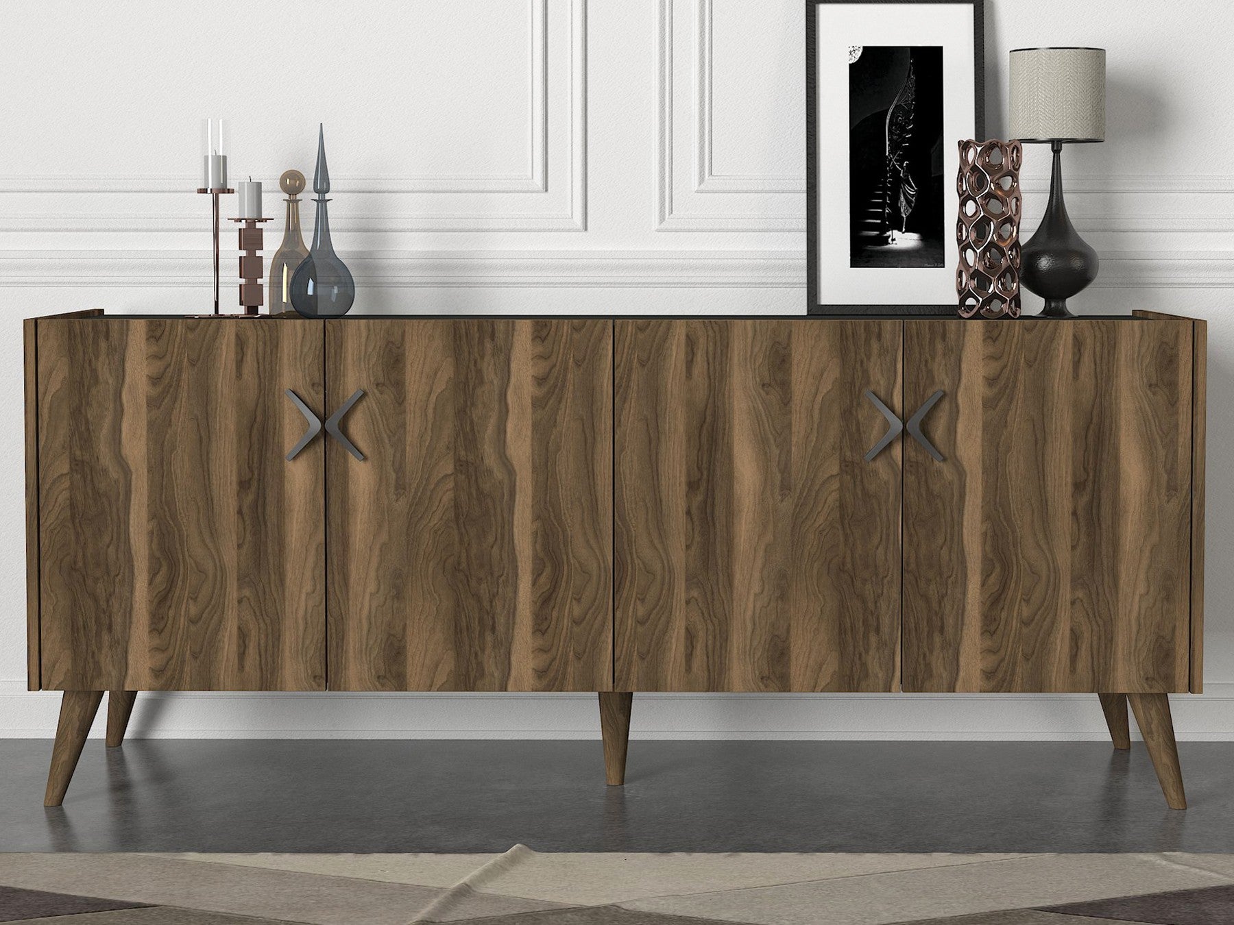 Sideboard mit 4 türen, Wood Anthrazit (1)