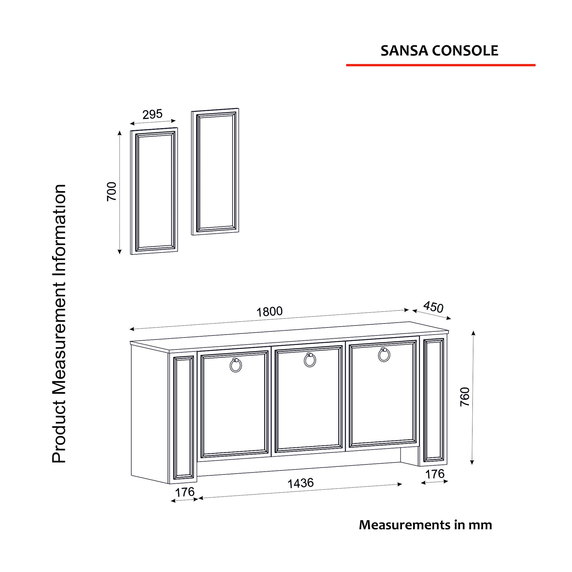 Sideboard mit 3 türen, Sansa Weiß (7)