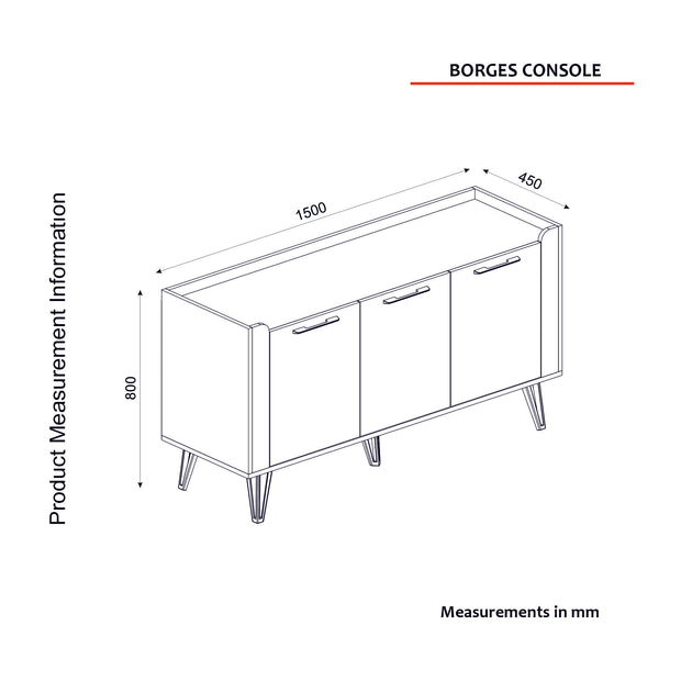 Sideboard mit 3 türen, Borges Mehrfarben (7)