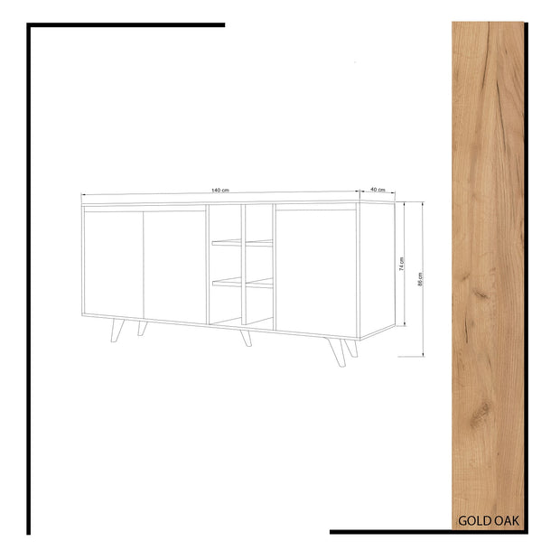 Sideboard mit 3 türen, Prava Eiche (4)