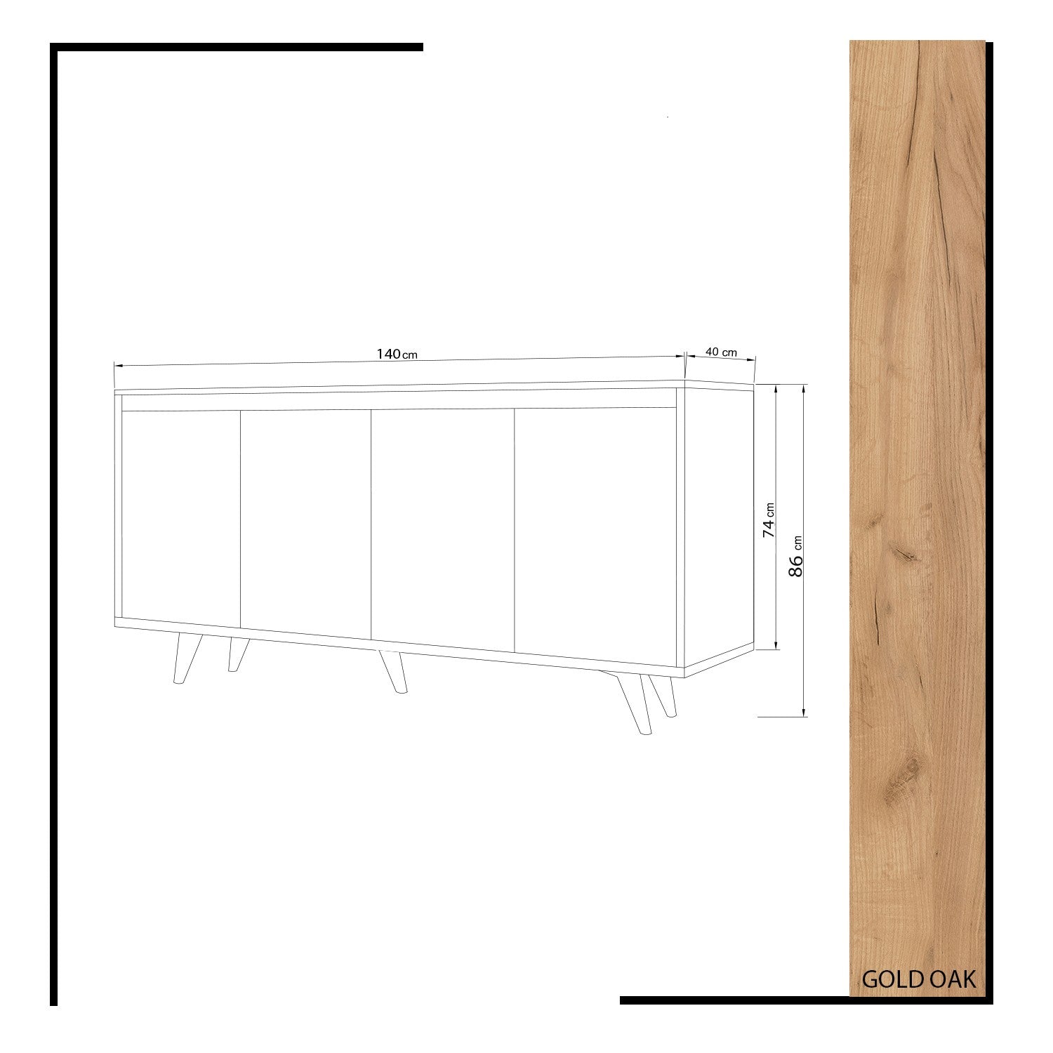 Sideboard mit 4 türen, Shans Eiche (3)